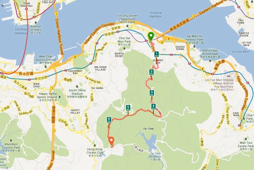 Quarry Bay MTR station to Parkview