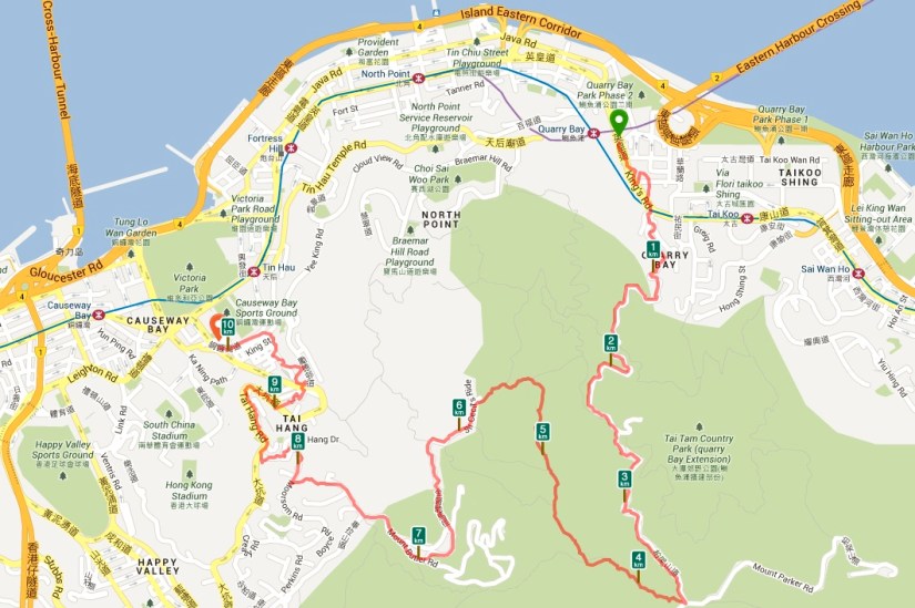 Quarry Bay MTR station to Tin Hau MTR station