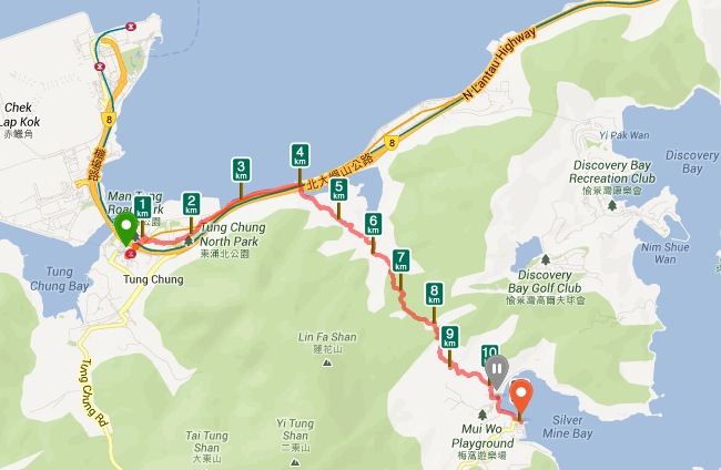 Tung Chung to Mui Wo Hike July 2013 Map