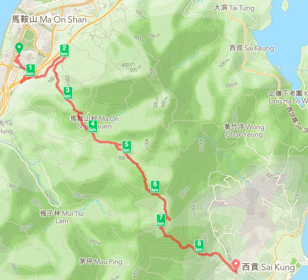 Ma On Shan to Sai Kung 0 Map